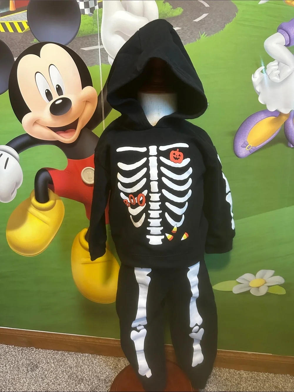Carter's Black Skeleton Hoodie and Pants Set with Pumpkin & Candy Corn Accents